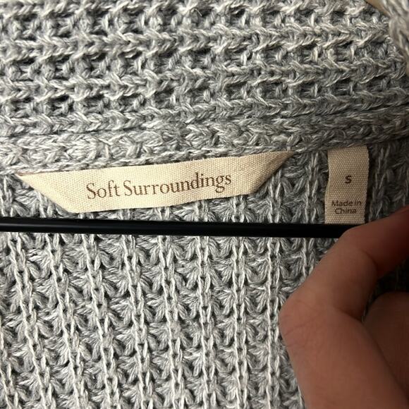 Soft Surroundings Townsend Cardigan Gray Chunky Knit Sweater Size Small - Picture 3 of 7